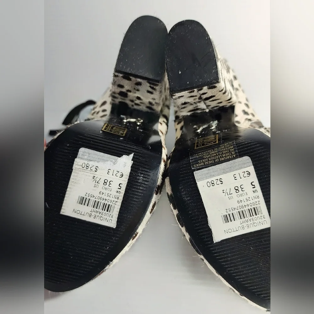 TOP SHOP UNIQUE Vintage Women Ankle Boots Size 7 Natural Material Zip Leather - Picture 5 of 12